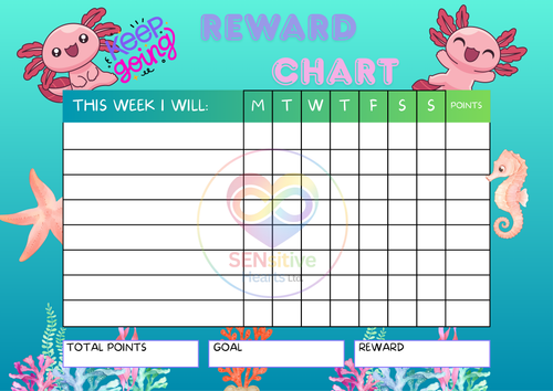 Axolotl - Reward Chart | Digital Download | SENsitive Hearts Ltd