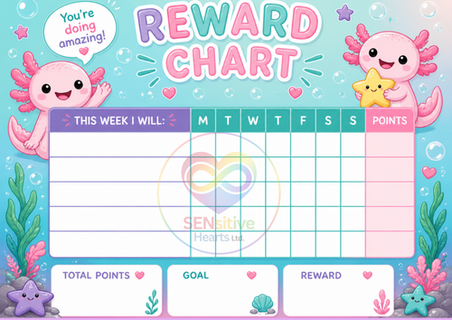 Axolotl 2 Reward Chart | Digital Download | SENsitive Hearts Ltd