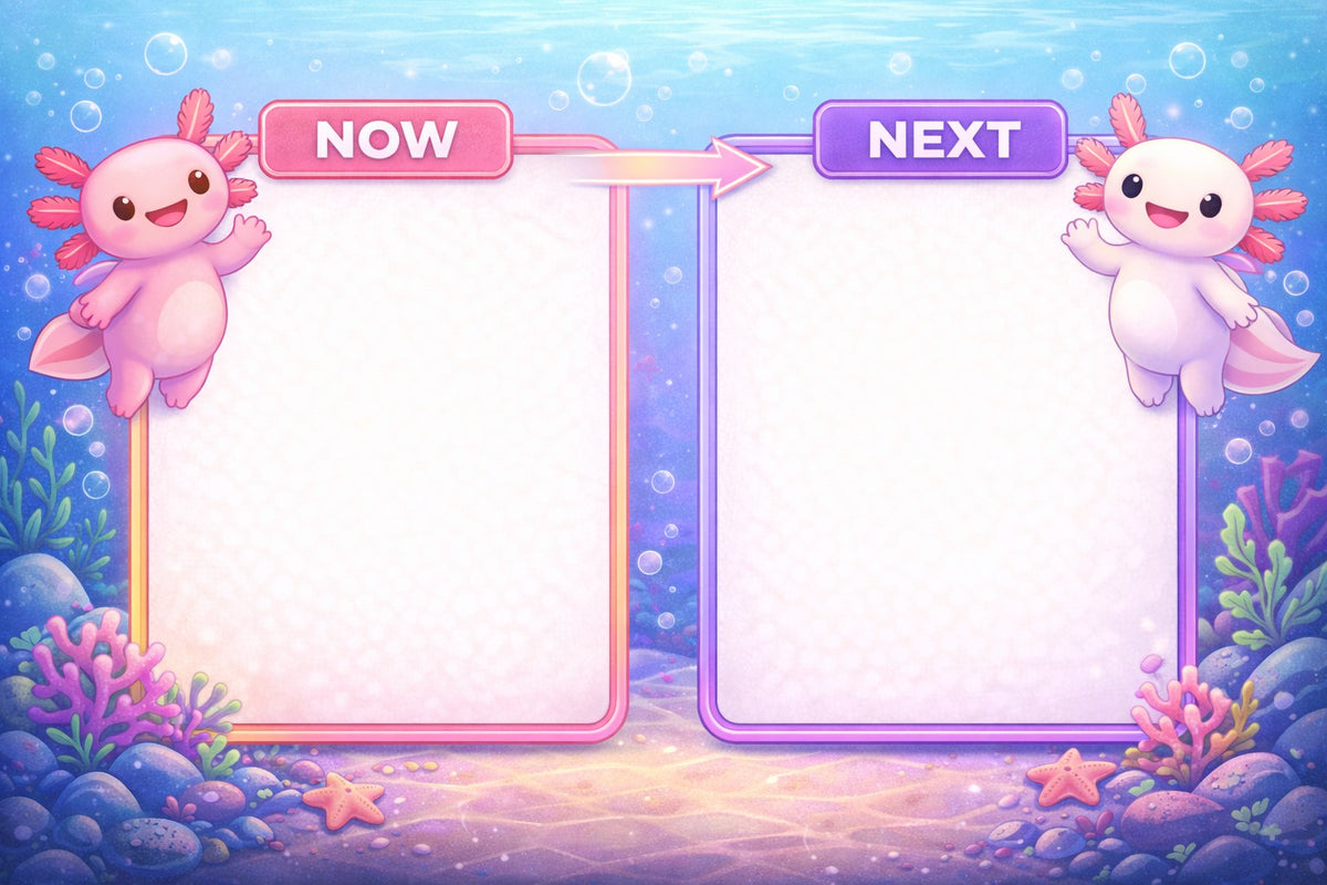 Axolotl Now And Next Board | Laminated A4 | SENsitive Hearts Ltd