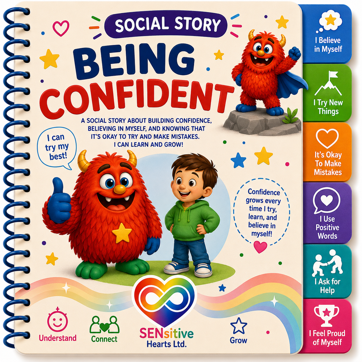 Being Confident Social Story | Laminated A4 |SENsitive Hearts Ltd