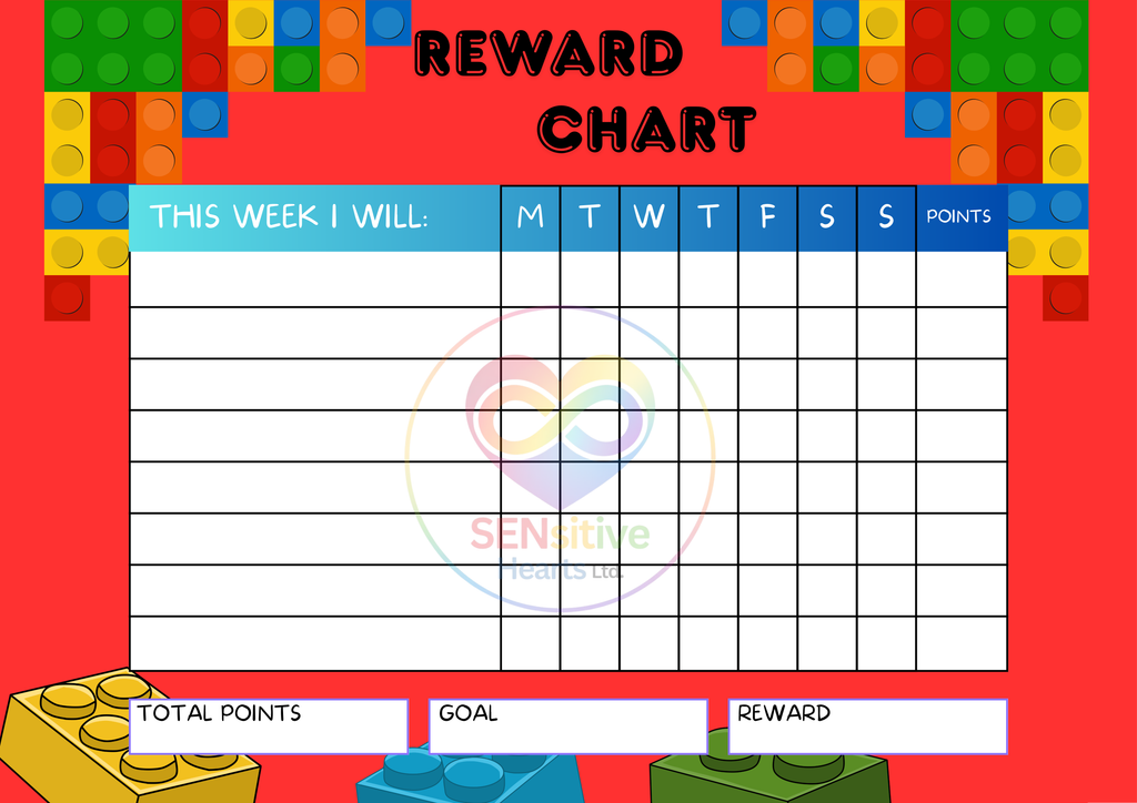 Building Blocks Reward Chart | Laminated A4 |SENsitive Hearts Ltd