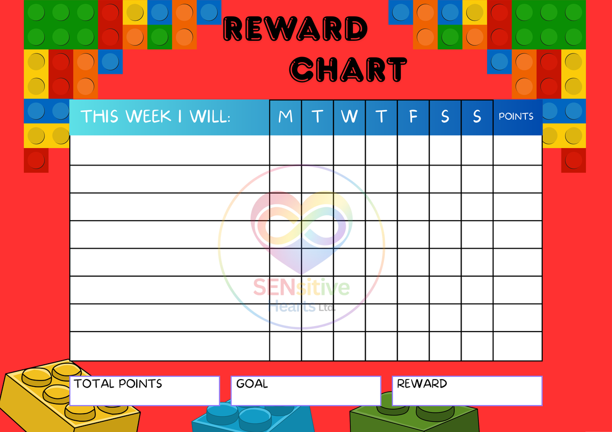 Building Blocks Reward Chart | Laminated A4 |SENsitive Hearts Ltd