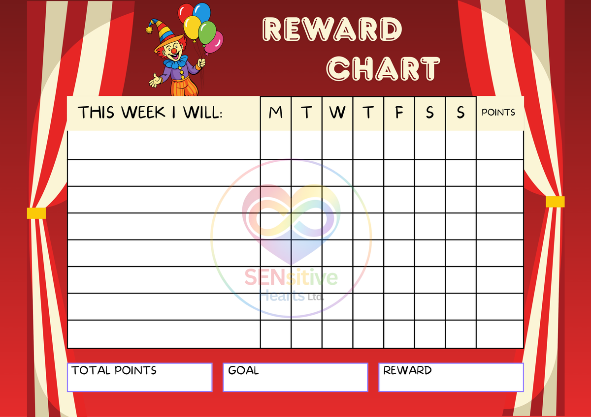 Circus Rewards Chart | Digital Download| SENsitive Hearts Ltd