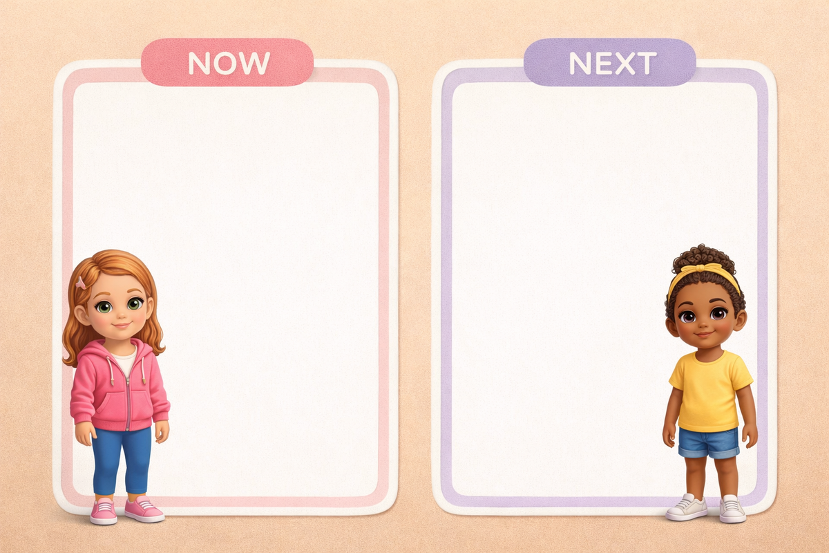 Girl Now And Next Board | Laminated A4 | SENsitive Hearts Ltd