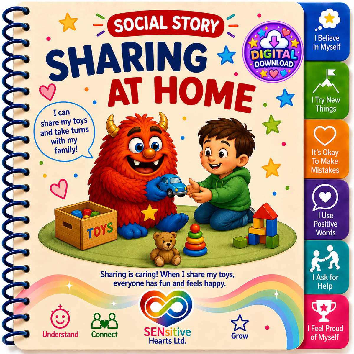 Sharing Toys At Home Social Story | Digital Download | SENsitive Hearts Ltd