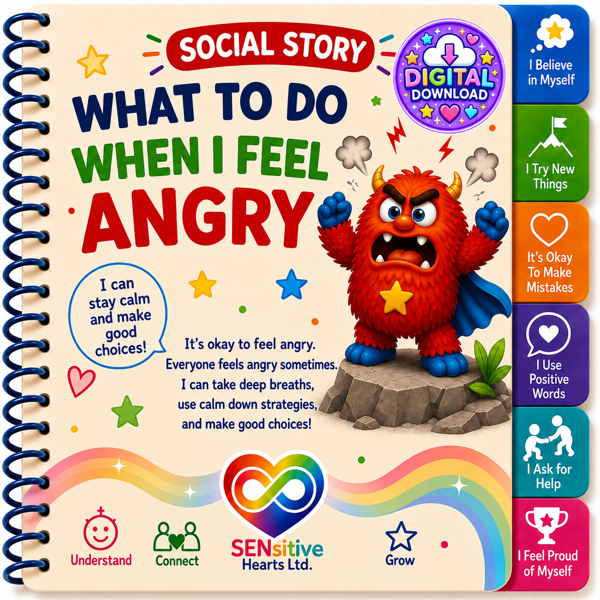 What To Do When I Feel Angry Social Story | Digital Download | SENsitive Hearts Ltd