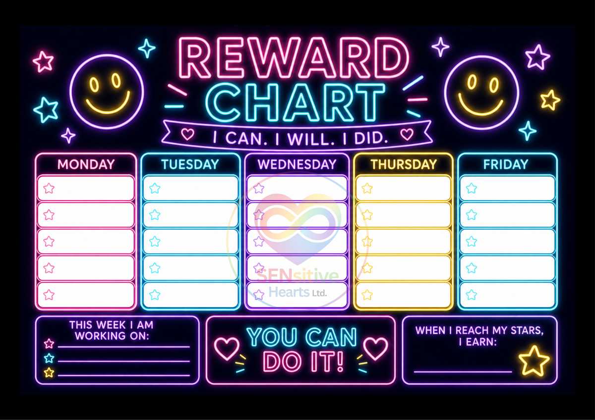 Neon Reward Chart | Digital Download | SENsitive Hearts Ltd
