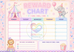 Pink Circus Reward Chart | Laminated A4 | SENsitive Hearts Ltd