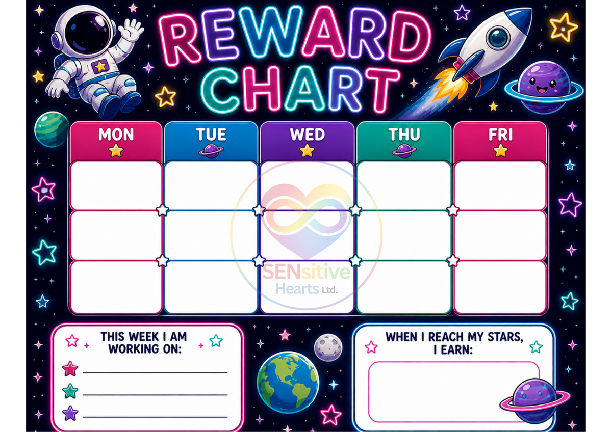 Space Reward Chart | Laminated A4 | SENsitive Hearts Ltd