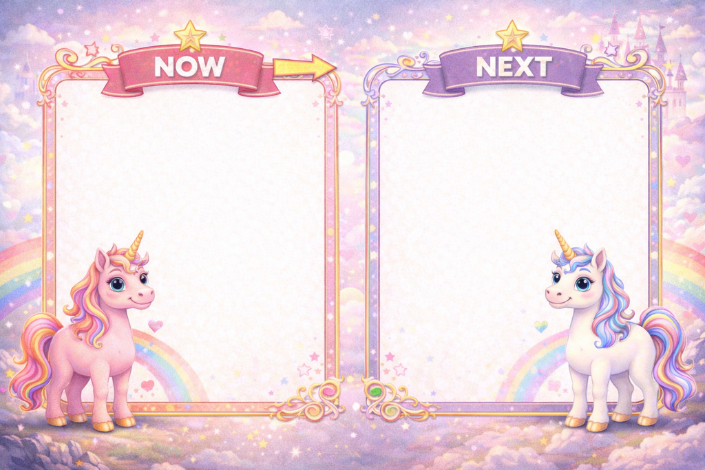 Unicorn Now And Next Board | Laminated A4 | SENsitive Hearts Ltd