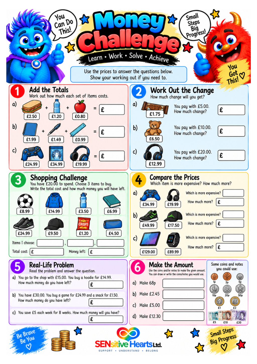 Boys Secondary School Activity Pack | Digital Download | SENsitive Hearts Ltd