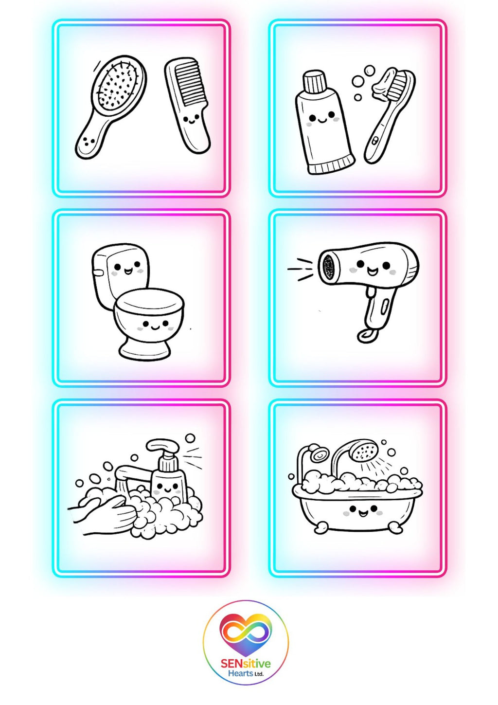 Personal Care Visuals | Laminated A4 | SENsitive Hearts Ltd