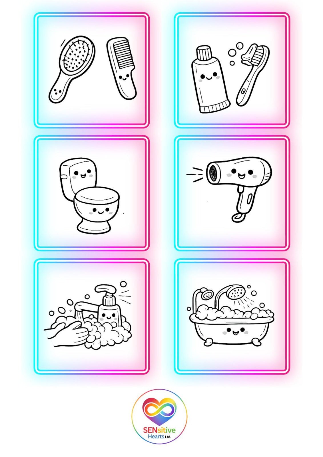 Personal Care Visuals | Laminated A4 | SENsitive Hearts Ltd