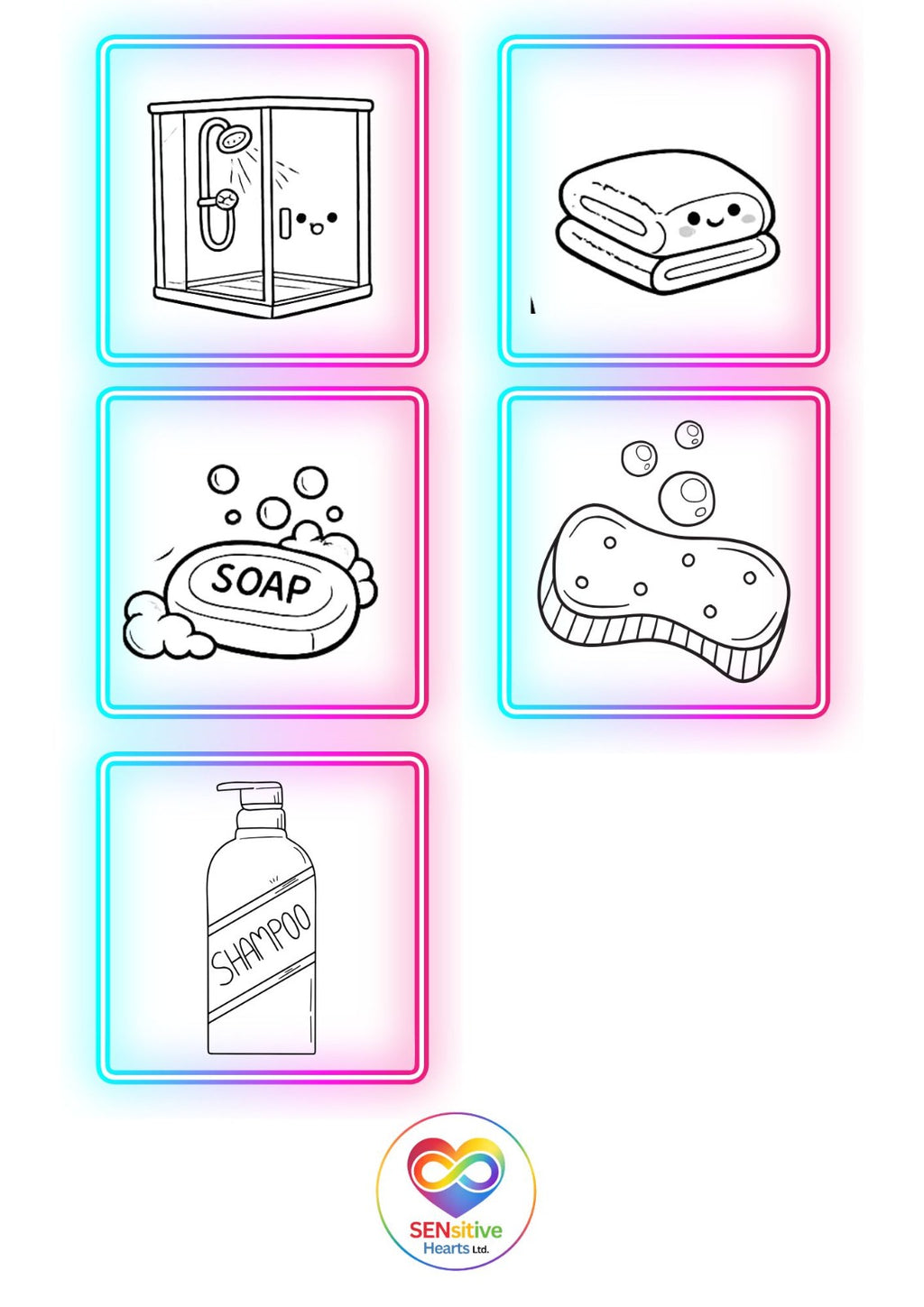 Personal Care Visuals | Laminated A4 | SENsitive Hearts Ltd