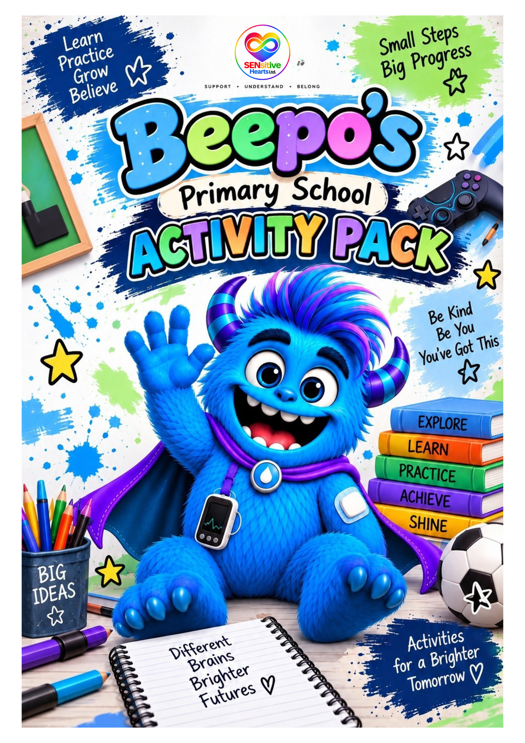 Beepo Primary School Activity Pack | Partially Laminated A4 | SENsitive Hearts Ltd