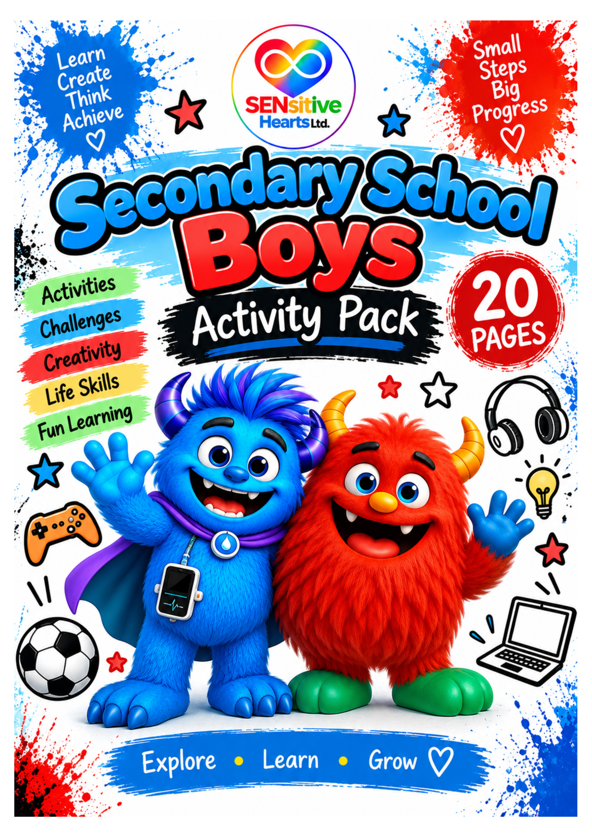 Boys Secondary School Activity Pack | Digital Download | SENsitive Hearts Ltd