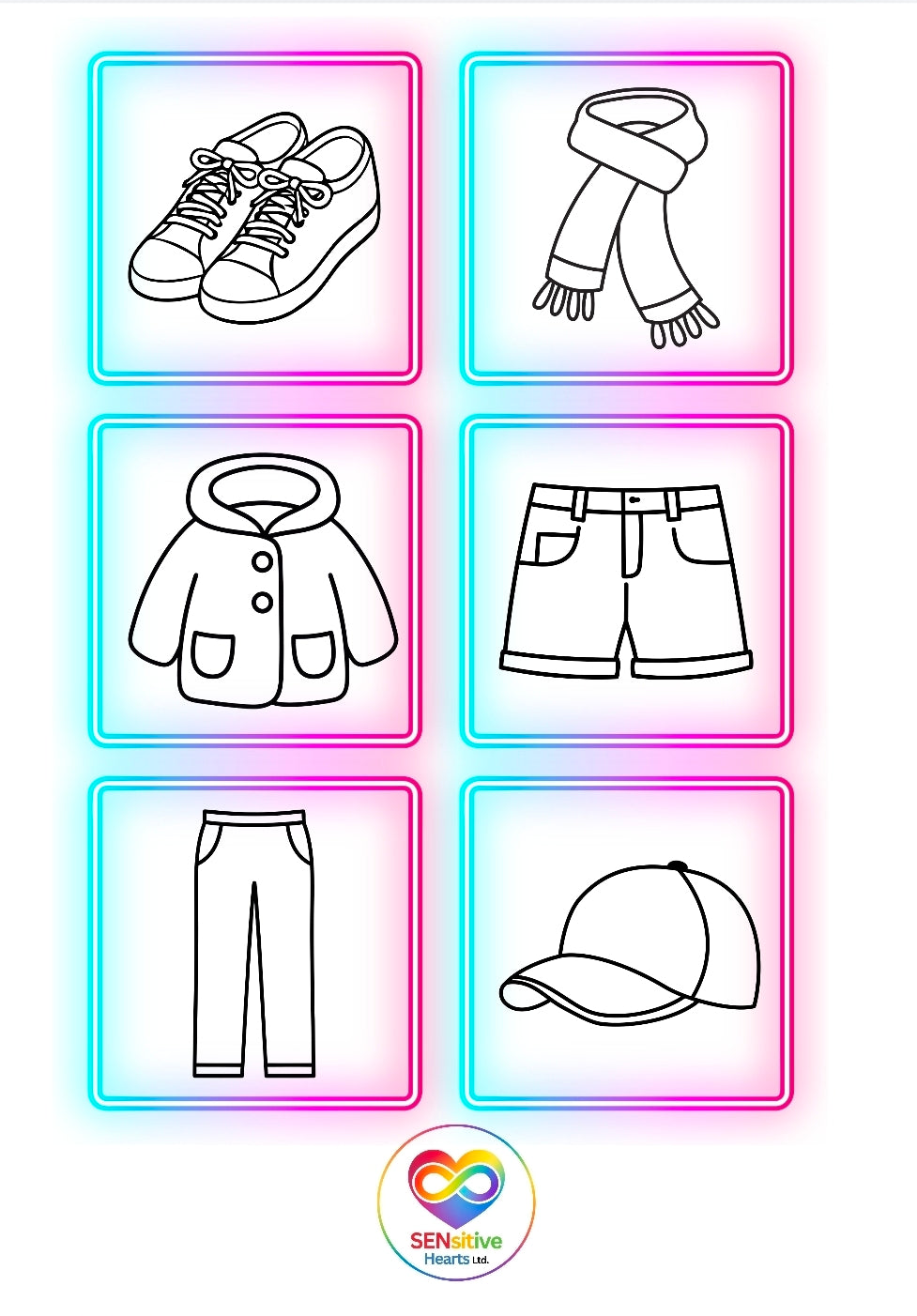 Girls Clothing Visuals | Laminated A4 | SENsitive Hearts Ltd