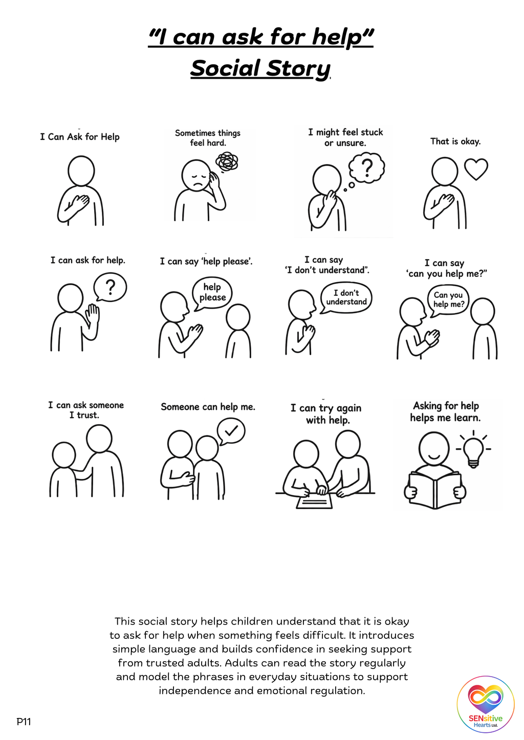 Social Communication Pack |Partially  Laminated A4 | SENsitive Hearts Ltd