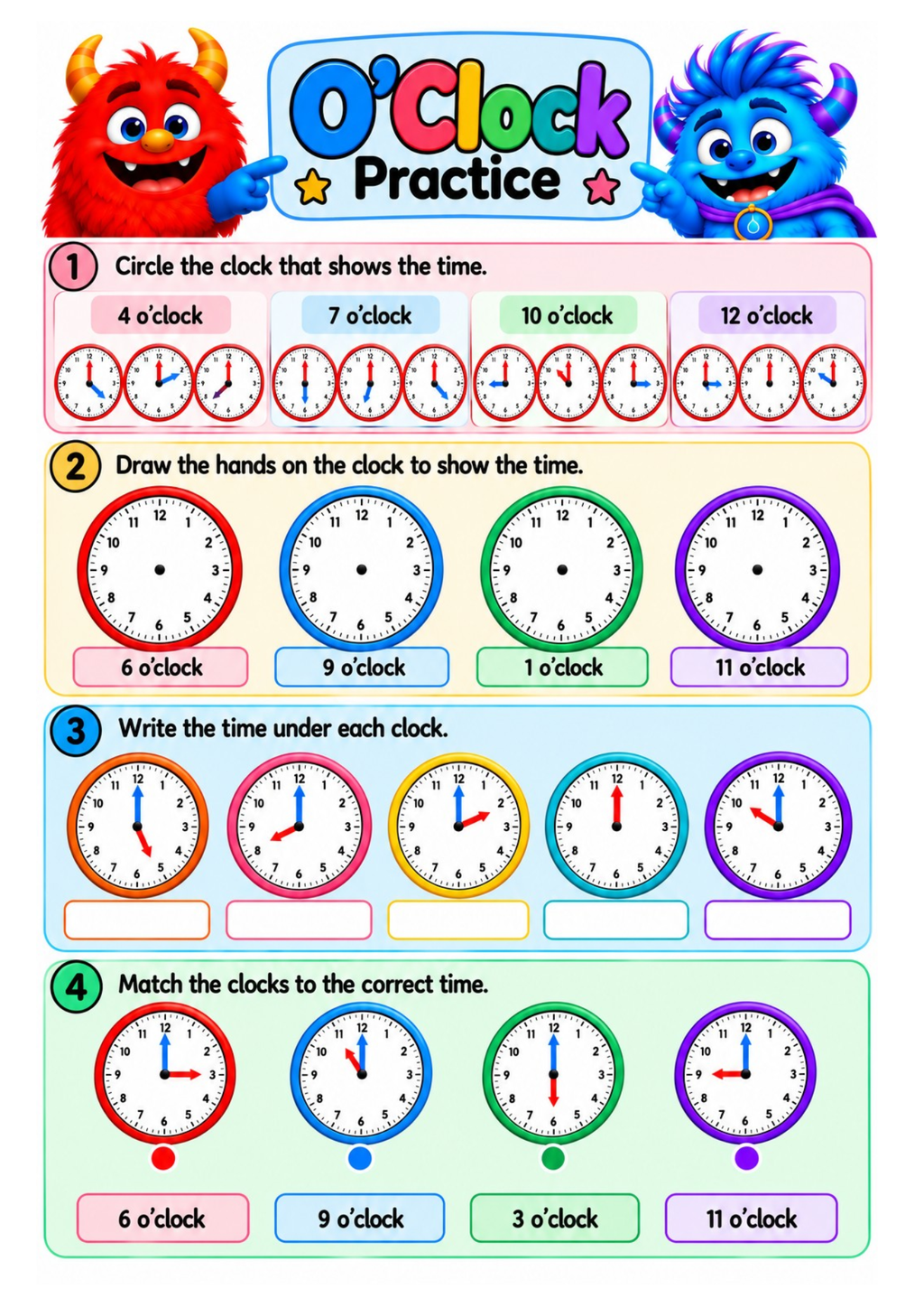 Time Workbook | Fully Laminated A4 – 14 Pages | SENsitive Hearts Ltd